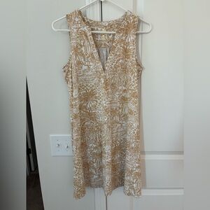 Lilly Pulitzer Beige and White Palm Print Midi Dress